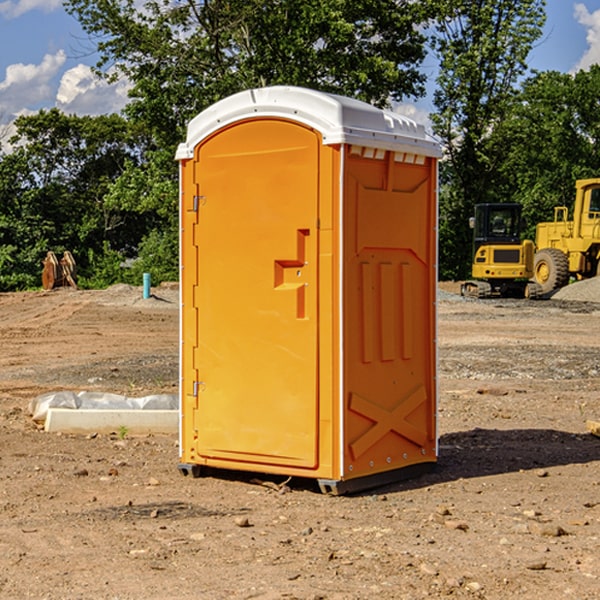 how often are the portable restrooms cleaned and serviced during a rental period in Adams County IN